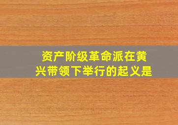 资产阶级革命派在黄兴带领下举行的起义是