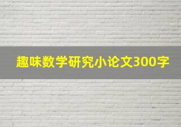 趣味数学研究小论文300字