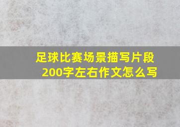 足球比赛场景描写片段200字左右作文怎么写