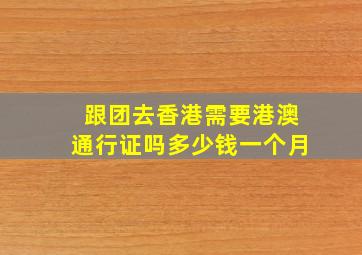 跟团去香港需要港澳通行证吗多少钱一个月