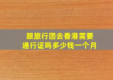 跟旅行团去香港需要通行证吗多少钱一个月