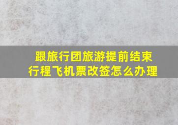 跟旅行团旅游提前结束行程飞机票改签怎么办理