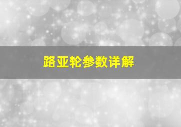 路亚轮参数详解