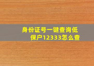 身份证号一键查询低保户12333怎么查