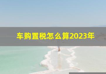 车购置税怎么算2023年