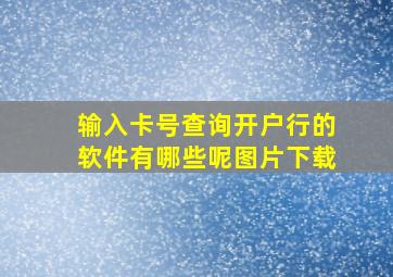 输入卡号查询开户行的软件有哪些呢图片下载