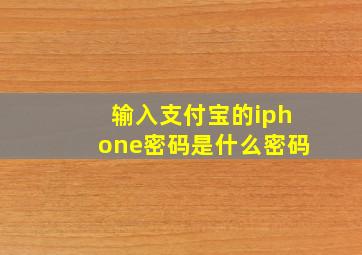 输入支付宝的iphone密码是什么密码