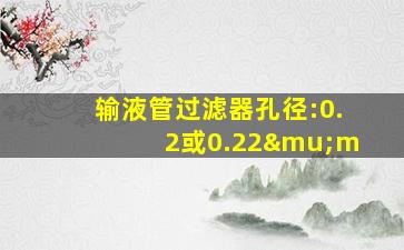 输液管过滤器孔径:0.2或0.22μm