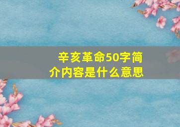 辛亥革命50字简介内容是什么意思