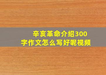 辛亥革命介绍300字作文怎么写好呢视频