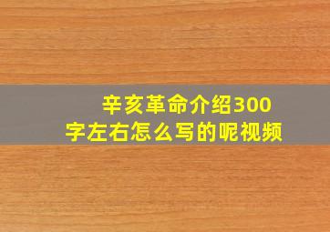 辛亥革命介绍300字左右怎么写的呢视频