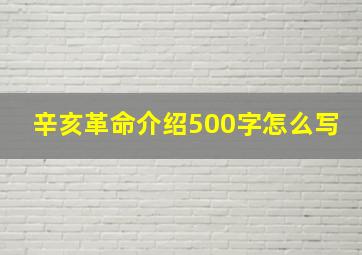 辛亥革命介绍500字怎么写