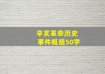 辛亥革命历史事件概括50字