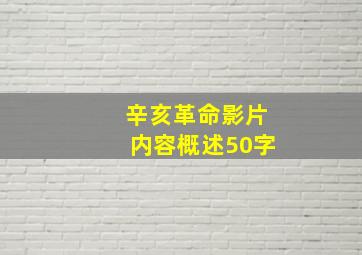 辛亥革命影片内容概述50字