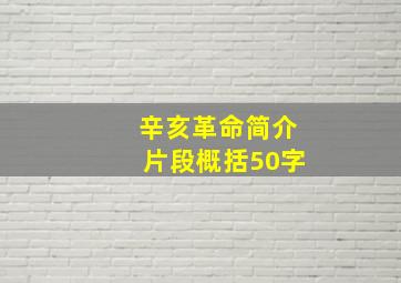 辛亥革命简介片段概括50字