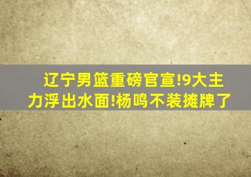 辽宁男篮重磅官宣!9大主力浮出水面!杨鸣不装摊牌了