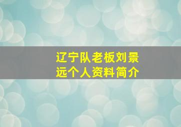 辽宁队老板刘景远个人资料简介