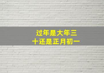 过年是大年三十还是正月初一