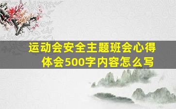 运动会安全主题班会心得体会500字内容怎么写