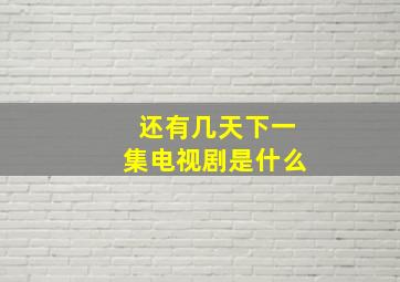 还有几天下一集电视剧是什么