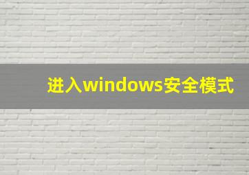 进入windows安全模式