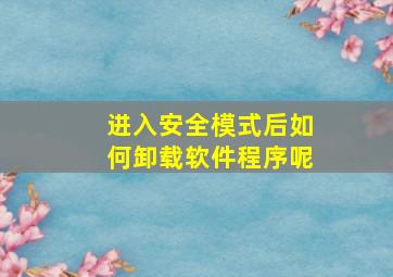 进入安全模式后如何卸载软件程序呢