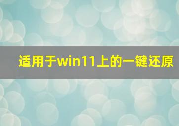 适用于win11上的一键还原