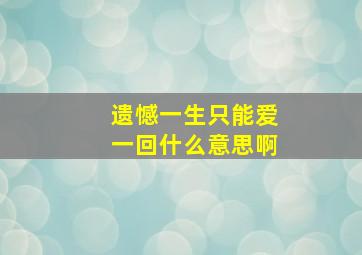 遗憾一生只能爱一回什么意思啊