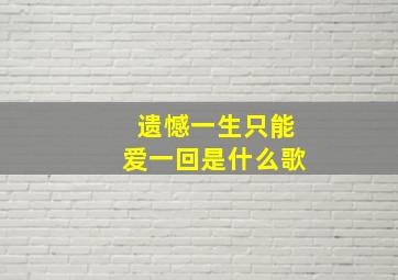 遗憾一生只能爱一回是什么歌