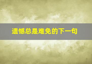 遗憾总是难免的下一句