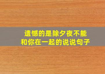 遗憾的是除夕夜不能和你在一起的说说句子