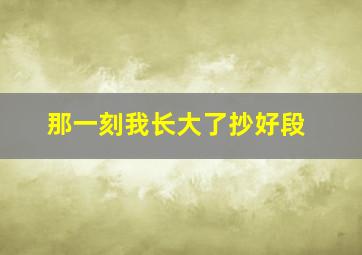 那一刻我长大了抄好段