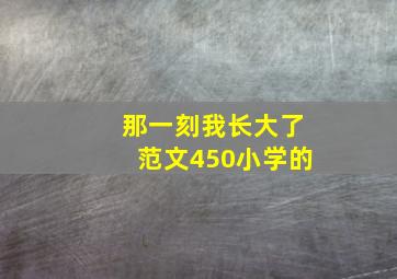 那一刻我长大了范文450小学的