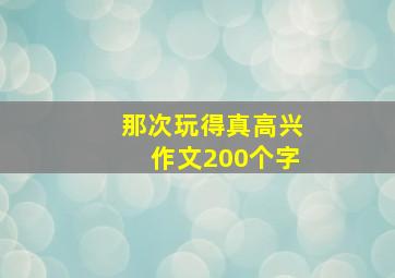 那次玩得真高兴作文200个字