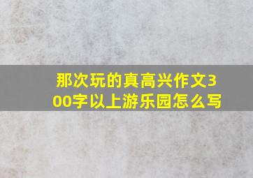 那次玩的真高兴作文300字以上游乐园怎么写