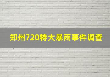 郑州720特大暴雨事件调查