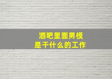 酒吧里面男模是干什么的工作