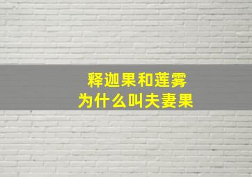 释迦果和莲雾为什么叫夫妻果