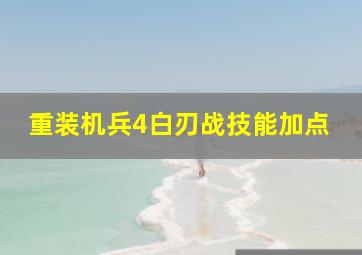 重装机兵4白刃战技能加点