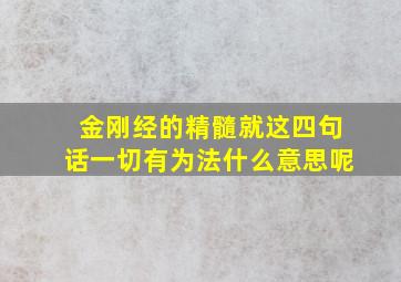 金刚经的精髓就这四句话一切有为法什么意思呢