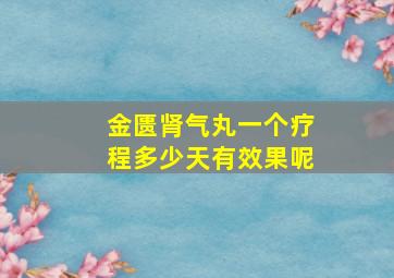 金匮肾气丸一个疗程多少天有效果呢