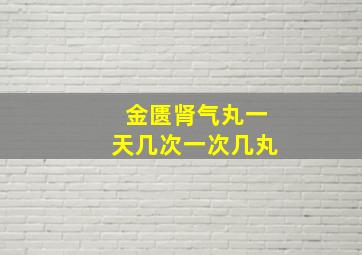 金匮肾气丸一天几次一次几丸