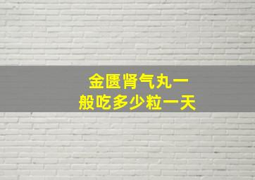 金匮肾气丸一般吃多少粒一天