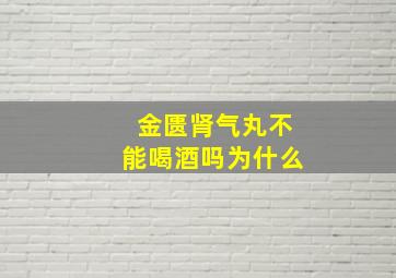 金匮肾气丸不能喝酒吗为什么