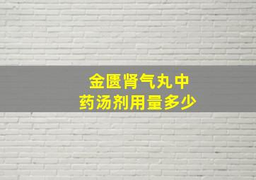 金匮肾气丸中药汤剂用量多少