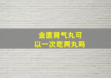 金匮肾气丸可以一次吃两丸吗