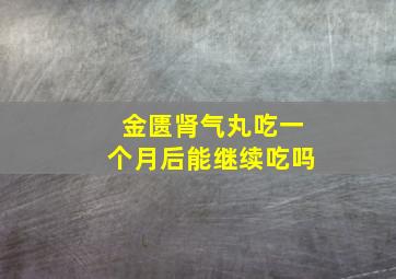 金匮肾气丸吃一个月后能继续吃吗