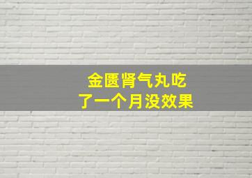 金匮肾气丸吃了一个月没效果