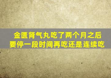 金匮肾气丸吃了两个月之后要停一段时间再吃还是连续吃