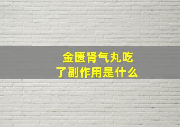 金匮肾气丸吃了副作用是什么